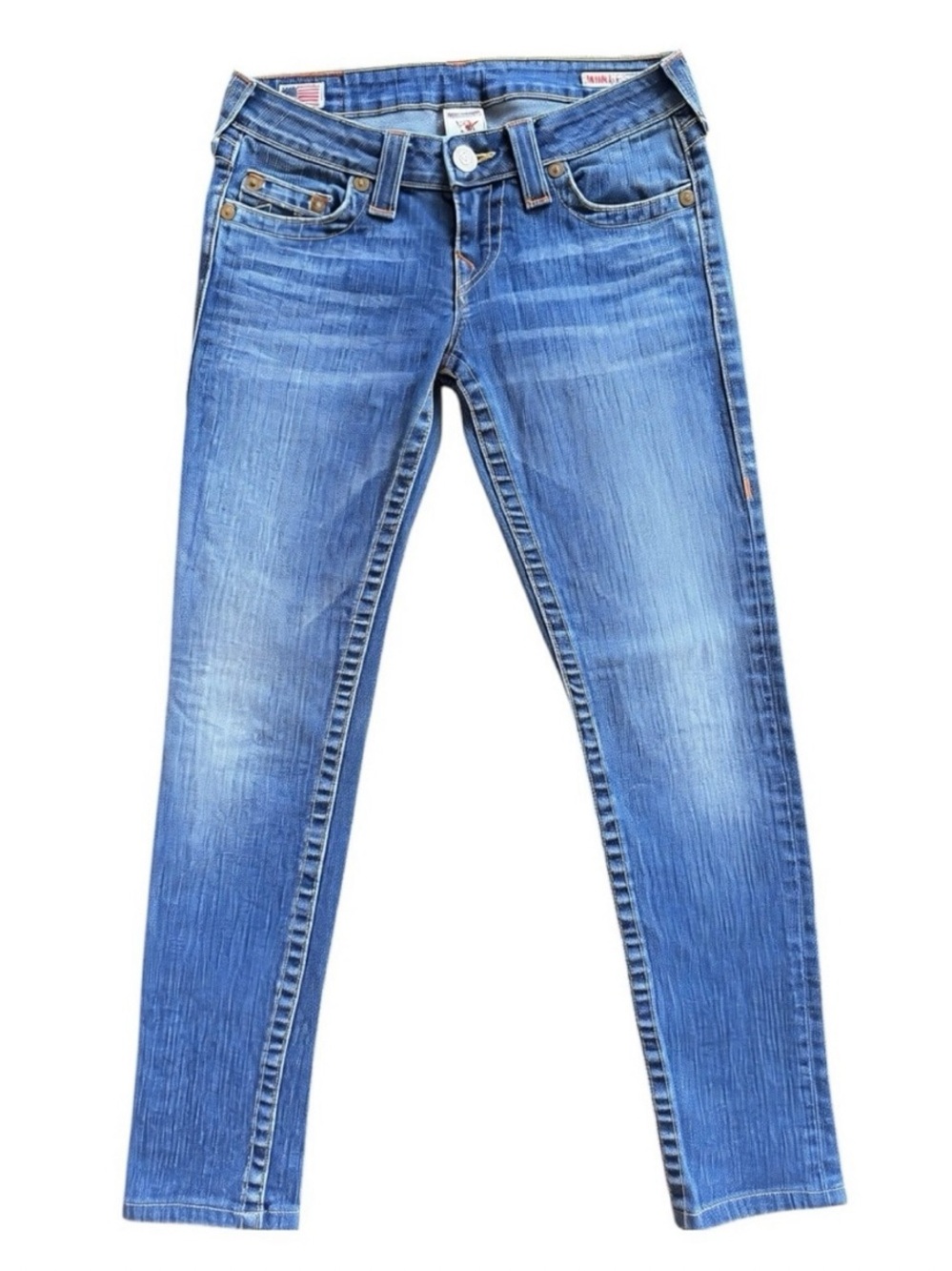 True Religion Original Low-Rise Skinny Medium Wash Blue Jeans | GUC